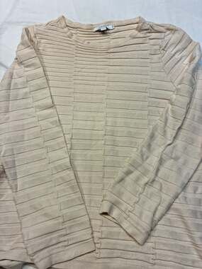 Chico's Textured Ribbed Long Sleeve Sweater Top Beige Size 2 (Large)